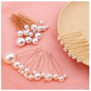 30 Piece Pearl Gold Hair Pin Set NWT